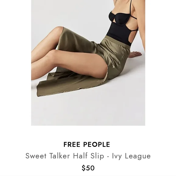 Free People Intimately Sweet Talker Half Slip in Ivy League - Picture 2 of 2